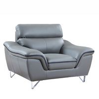 36" Gray Contemporary Leather Loveseat