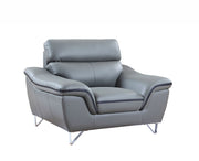 36" Gray Contemporary Leather Loveseat