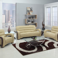 99" Glamorous Beige Leather Sofa Set