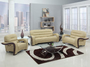 99" Glamorous Beige Leather Sofa Set