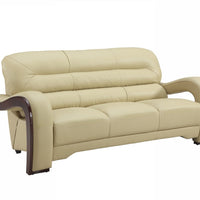 36" Glamorous Beige Leather Sofa
