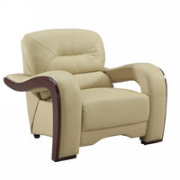 33" Beige Glamorous Leather Chair