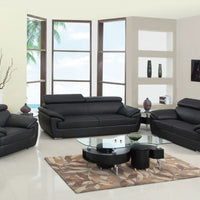 86" Captivating Black Leather Sofa