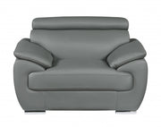 114" Captivating Grey Leather Sofa Set
