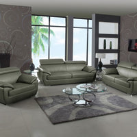 86" Captivating Grey Leather Sofa