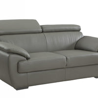 32" To 38" Captivating Gray Leather Loveseat