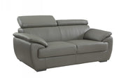 32" To 38" Captivating Gray Leather Loveseat