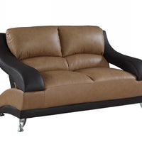 38" Dazzling Twoto Tone Leather Loveseat