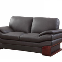 44" Dazzling Brown Leather Loveseat