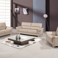 118" Modern Beige Leather Sofa Set