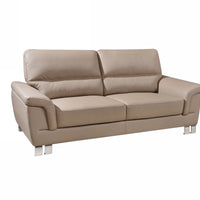 37" Modern Beige Leather Sofa