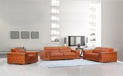 114" Sturdy Camel Leather Sofa Set