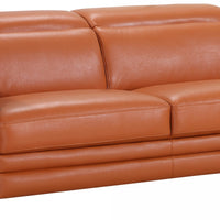 89" Sturdy Camel Leather Sofa