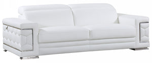 89" Sturdy White Leather Sofa