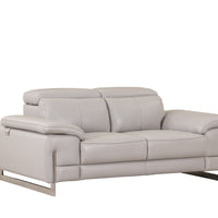 31" Tasteful Light Grey Leather Loveseat