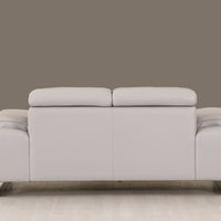 31" Tasteful Light Grey Leather Loveseat