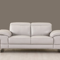 31" Tasteful Light Grey Leather Loveseat