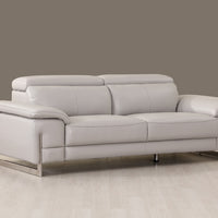 31" Tasteful Light Grey Leather Sofa