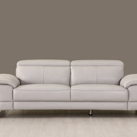 31" Tasteful Light Grey Leather Sofa