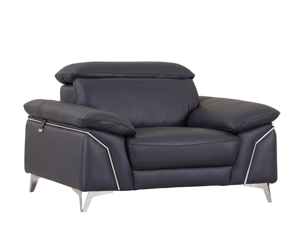 31" Fashionable Navy Leather Chair