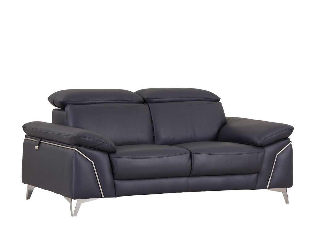 31" Fashionable Navy Leather Loveseat