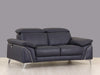 31" Fashionable Navy Leather Loveseat