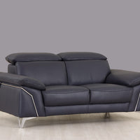 31" Fashionable Navy Leather Loveseat