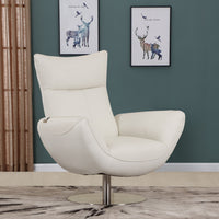 43" Contemporary White Leather Lounge Chair