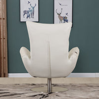 43" Contemporary White Leather Lounge Chair