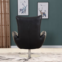 43" Contemporary Black Leather Lounge Chair