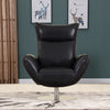 43" Contemporary Black Leather Lounge Chair