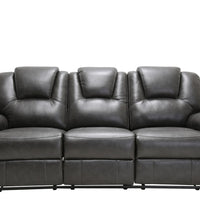 40" Contemporary Grey Leather Sofa