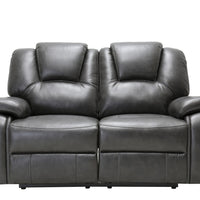 40" Contemporary Grey Leather Loveseat