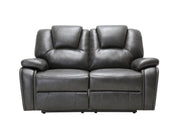 40" Contemporary Grey Leather Loveseat