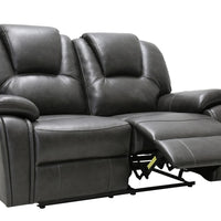 40" Contemporary Grey Leather Power Reclining Loveseat