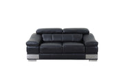 31-39" Modern Black Leather Loveseat