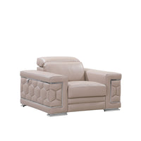 114" Modern Beige Leather Sofa Set