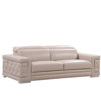 114" Modern Beige Leather Sofa Set