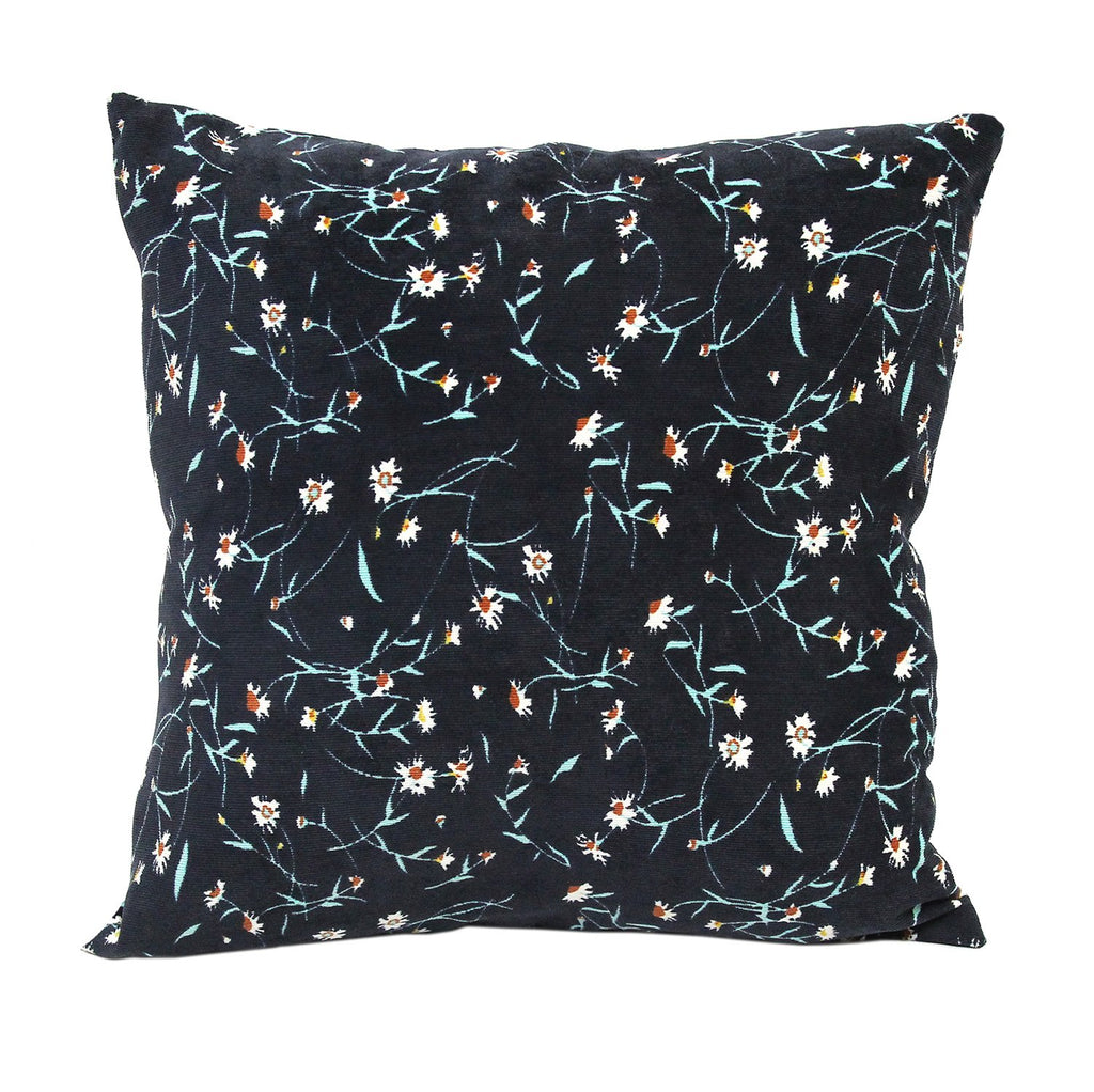 Navy Floral Corduroy Pillow