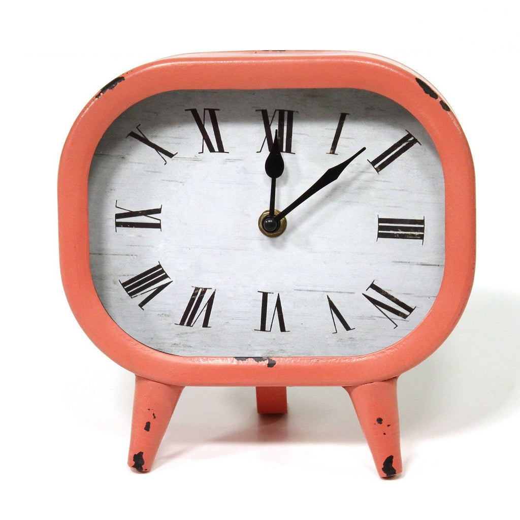 Retro Coral Metal Table Clock