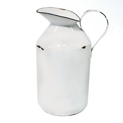 Decorative White Enamel Milk Jug