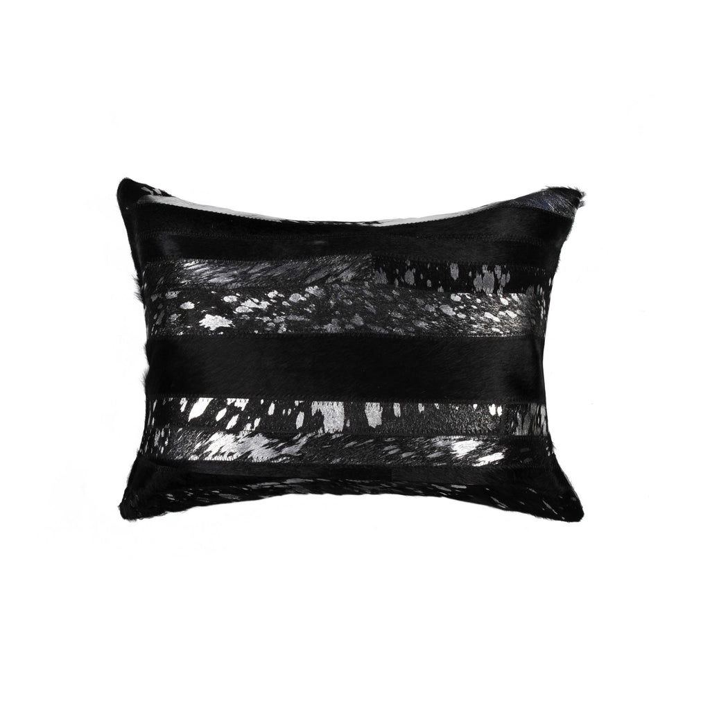 Torino Madrid Pillow 12" X 20" - Black & Silver
