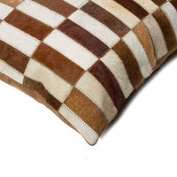 Torino Classic Large Linear Cowhide Pillow 22" X 22" - Brown-White