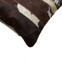 Torino Classic Large Madrid Cowhide Pillow 22" X 22" - Chocolate-White