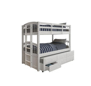 80" x 42" x 70" Twin Bunk Bed & Trundle with 3 Drawers - White
