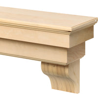 60" Contemporary Unfinished Wood Mantel Shelf