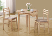 32.5" Solid Wood, MDF, Foam, and Beige Polyester Three Pieces Dining Set