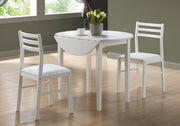 32.5" White Solid Wood, MDF, Foam, and Beige Polyester Three Pieces Dining Set