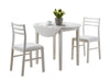 32.5" White Solid Wood, MDF, Foam, and Beige Polyester Three Pieces Dining Set