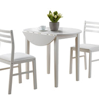 32.5" White Solid Wood, MDF, Foam, and Beige Polyester Three Pieces Dining Set